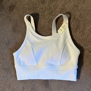 Offline Aerie White Ribbed Sports Bra